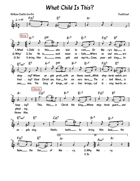 What Child Is This Lead Sheet With Verses And Lyrics Sheet Music For