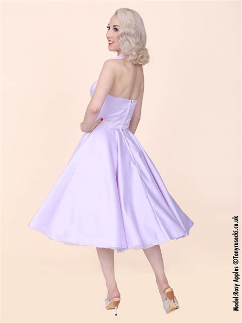 1950s Halterneck Lilac Duchess Dress From Vivien Of Holloway