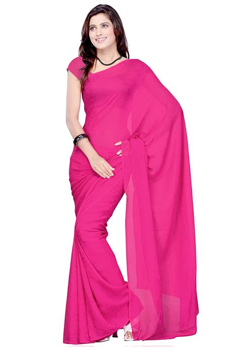 Buy Fabdeal Ethnic Indian Women Sari Wear Plain Pink At