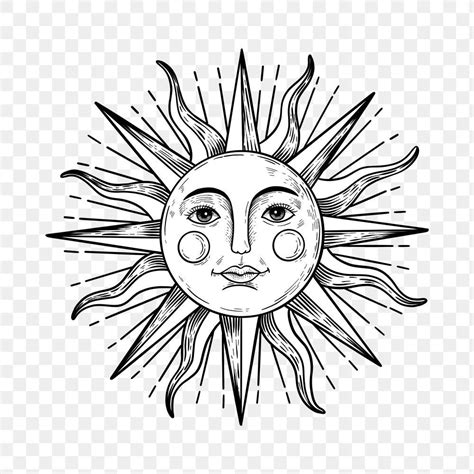 Sun With A Face Outline Sticker Overlay Design Element Free Image By