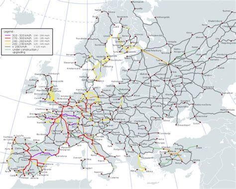 High Speed Rail Map Of Europe Europe Map Train Map Rail Europe