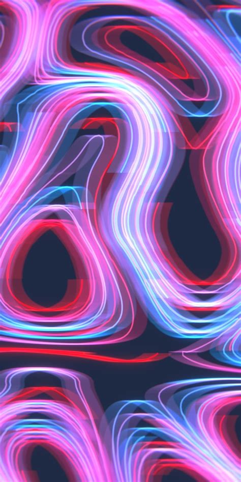 Download Wallpaper 1080x2160 Neon Pattern Curves Lines Honor 7x