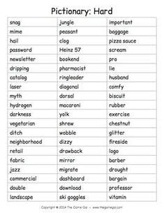 You can cut along the lines to. List of Pictionary words - medium difficulty | CrAfTy 2 ThE CoRe~DIY GaLoRe | Pictionary words ...