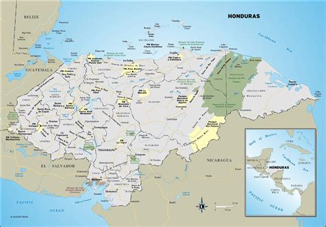 Honduras Mapa Mapa Honduras Stredná Amerika Amerika