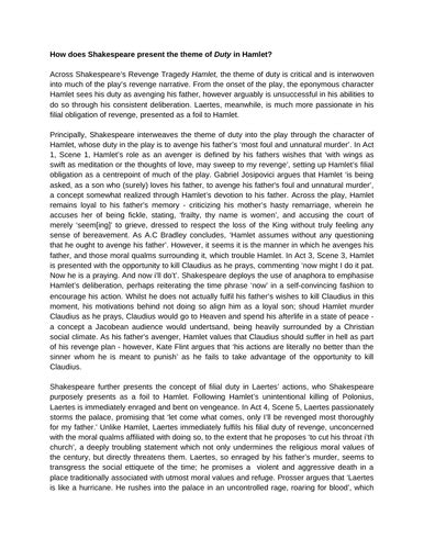 Example A Level English Literature Essays Hamlet Teaching Resources