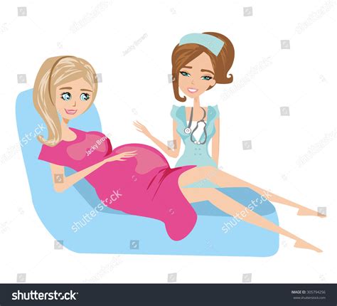Pregnant Woman Nurse On Bed Stock Vector 305794256 Shutterstock