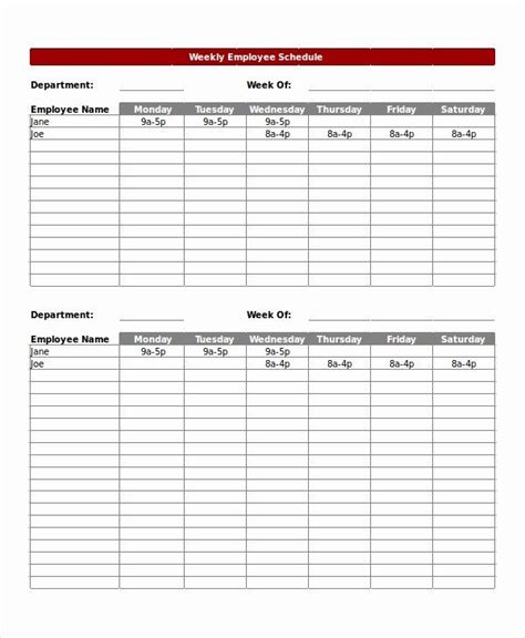 Excel Employee Schedule Template New Excel Schedule Template 11 Free
