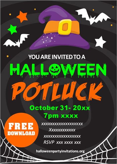 Free Printable Halloween Potluck Invitations Templates 😋 Halloween Potluck Potluck Invitation