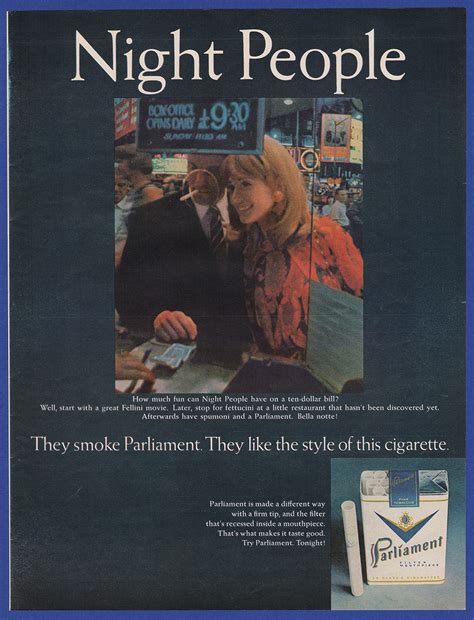 Vintage 1967 Parliament Cigarettes Tobacco Cigarette Night People Print Ad 60 S Ebay