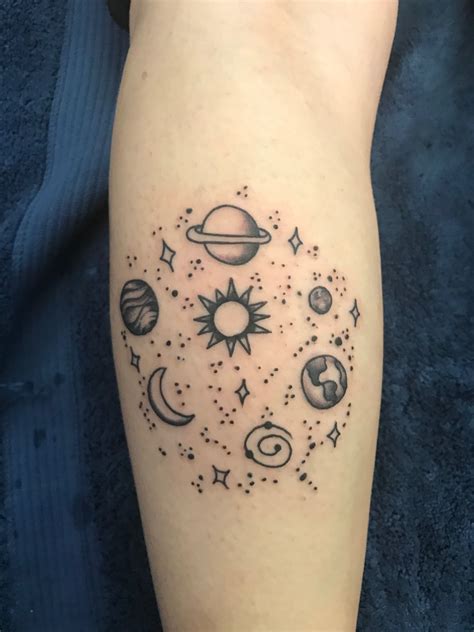 Outer Space Solar System Black Outline Tattoo Cute Tiny Tattoos Small
