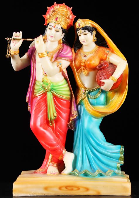 Fiberglass Statue Of Krishna Playing The Flute To His Beloved Radha As