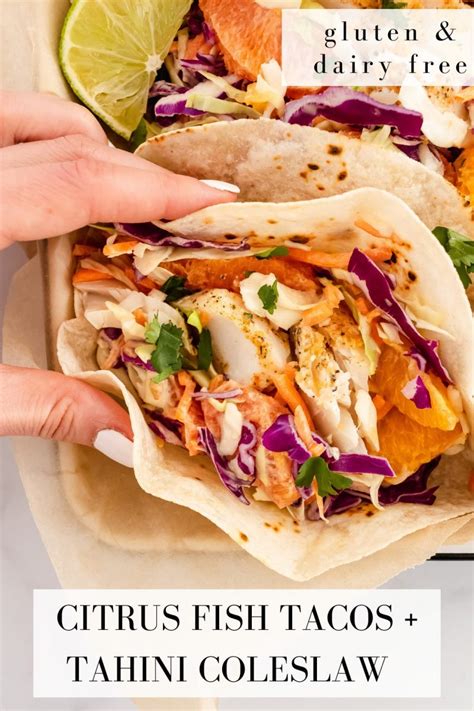 Citrus Fish Tacos With Tahini Coleslaw Once Upon A Pumpkin Recipe