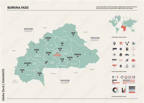 Vector Map Of Burkina Faso High Detailed Country Map With Division