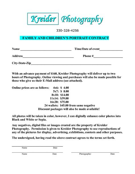 Contract Templates For Photographers