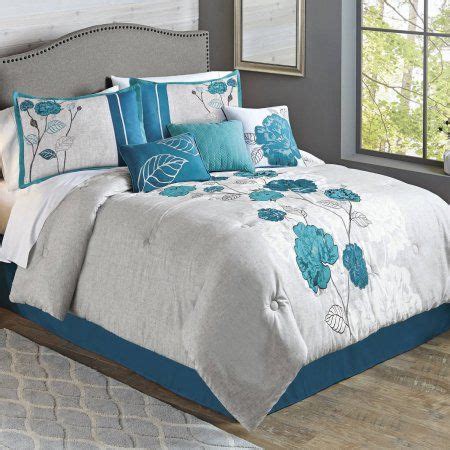 Better Homes And Gardens 7 Piece Blooming Teal Roses Comforter Set