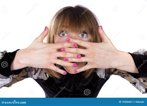 Lady Covering Her Face With Her Hands Stock Image Image Of Cute Background 15556667