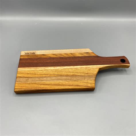 Wooden Cheese Board With Handle Made From Exotic Wood Species Etsy