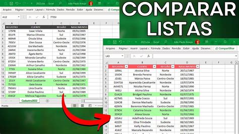 Comparar Listas No Excel Comparar Colunas Com Procv Entre Duas Planilhas Youtube
