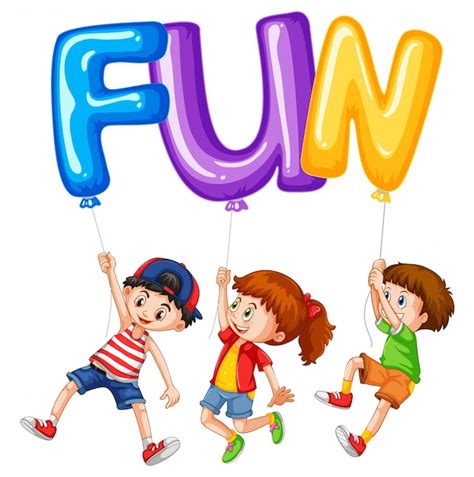 Children And Balloons For Word Fun Vector Premium Download