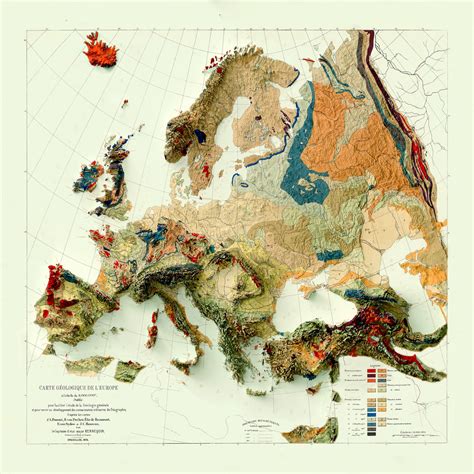 Europe Map Europe Relief Map Vintage Map Of Europe Etsy