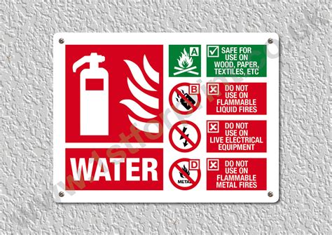 Water Fire Extinguisher Metal Wall Sign A5 Printed High