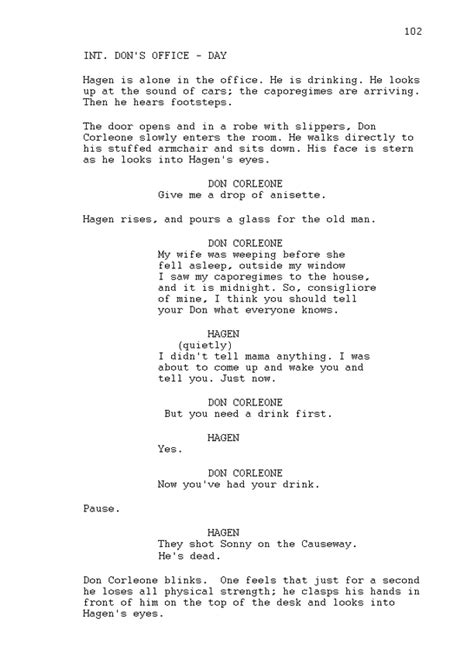 The Godfather Sample Script Page Writing Basics Film School Online