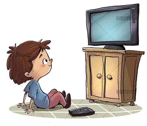 Niño Sentado Viendo La Televisión Dibustock Dibujos E Ilustraciones