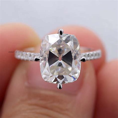 Elongated Cushion Cut Moissanite Engagement Ring Solitaire Etsy