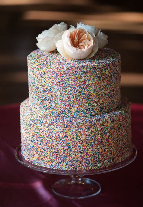Rainbow Sprinkle Covered Wedding Cake