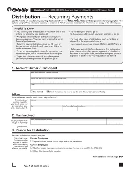 Top 6 Fidelity Forms And Templates Free To Download In Pdf Format