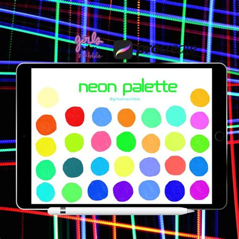Procreate Neon Color Palette Procreate Neon Palette 30 Neon Etsy Neon Colour Palette Neon
