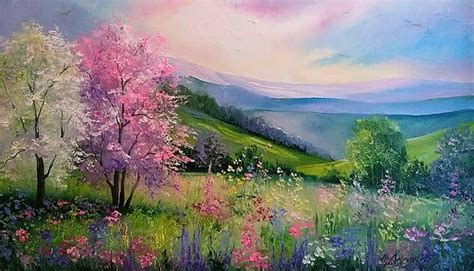 Spring In The Carpathians In 2020 Spring Painting Landscape