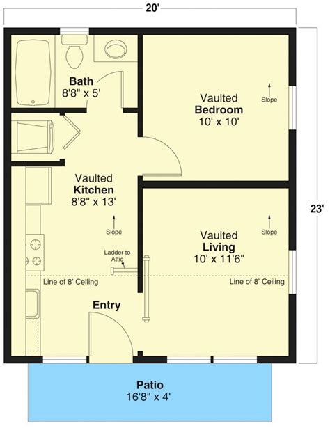 One Bedroom House Plans Guest House Plans Small House Floor Plans