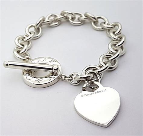 Tiffany And Co 925 Sterling Silver Heart Charm Toggle Bracelet 8 ⋆
