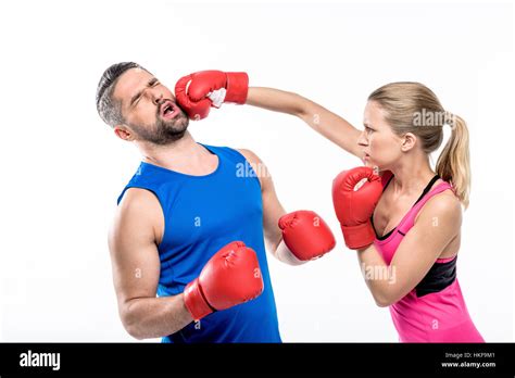 Man And Woman Boxing Stock Photo Alamy