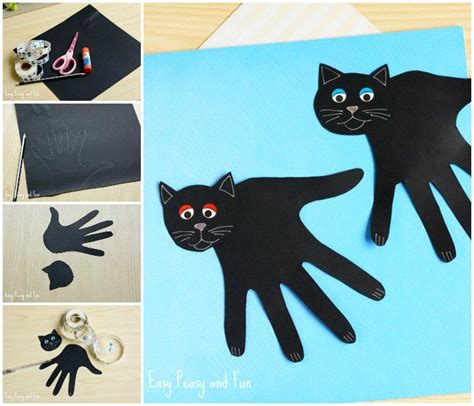 Handprint Black Cat Craft Cat Crafts Preschool Preschool Crafts