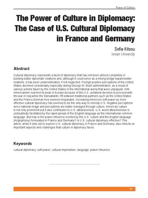 The Power Of Culture In Diplomacy The Case Of Us Cultural Diplomacy