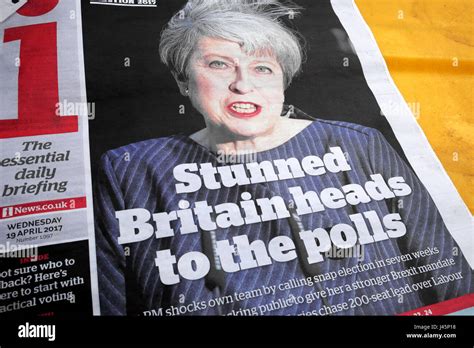 the i newspaper headline british election announcement tory pm theresa may stunned britain