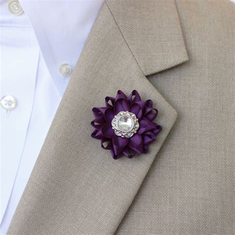 Mens Lapel Flower Pin Custom Lapel Pin Purple Boutonniere
