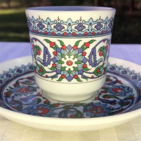 Turkish Coffee Cup Set Of 2 Traditional Vintage Style Etsy