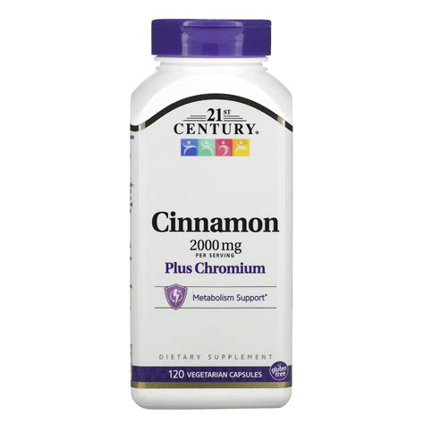 21st Century Cinnamon Plus Chromium 500 Mg 120 Vegetarian Capsules