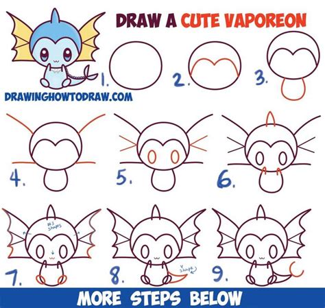 Link to how to draw cute girls playlist: How to Draw Cute Kawaii Chibi Vaporeon from Pokemon Easy ...