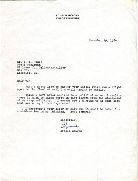 Typed Letter Signed Ronald Reagan 1st Edition