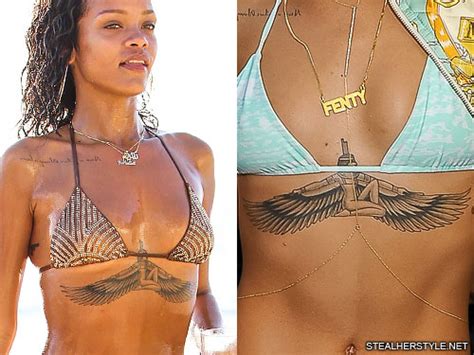 Rihanna Egyptian Goddess Isis Wings Sternum Tattoo Steal Her Style