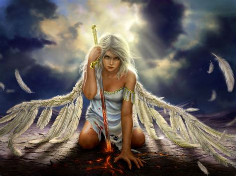 female warrior angel fantasy art 1600x1200 wallpaper