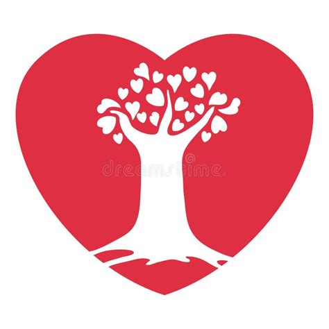 Andtree With Heart Shaped Leaves Vector Illustration Decorative Design