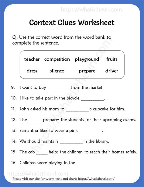 Context Clues Worksheets Definitions Clues Meaning Worksheets Library