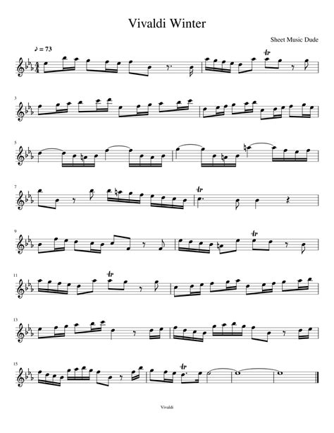 Vivaldi Winter Violin Solo Sheet Music For Violin Solo