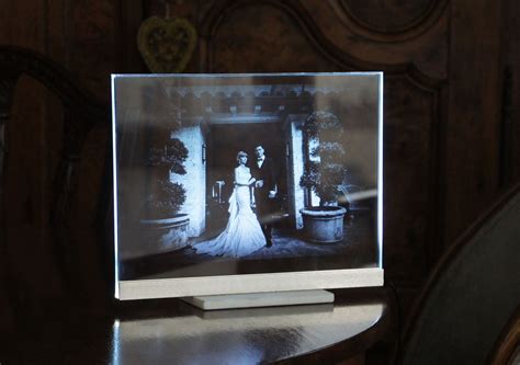 Custom Wedding Portrait Etched Glass Night Light Led