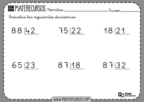 Fichas De Divisiones De 2 Cifras Para Imprimir Y Resolver